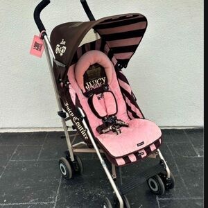 Juicy Couture Quilted Black and Pink stroller
